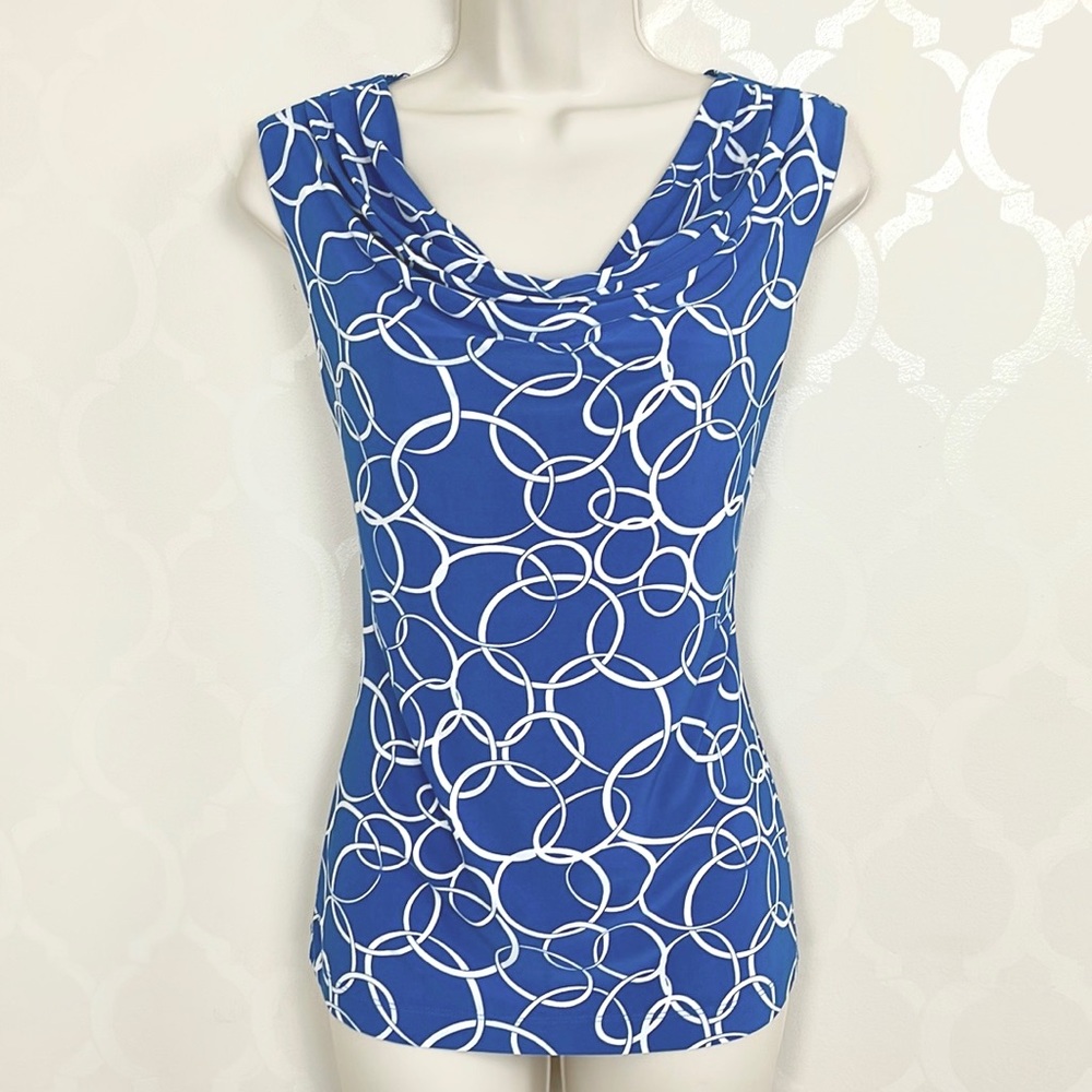 THE LIMITED BLUE DRAPE NECK TOP
